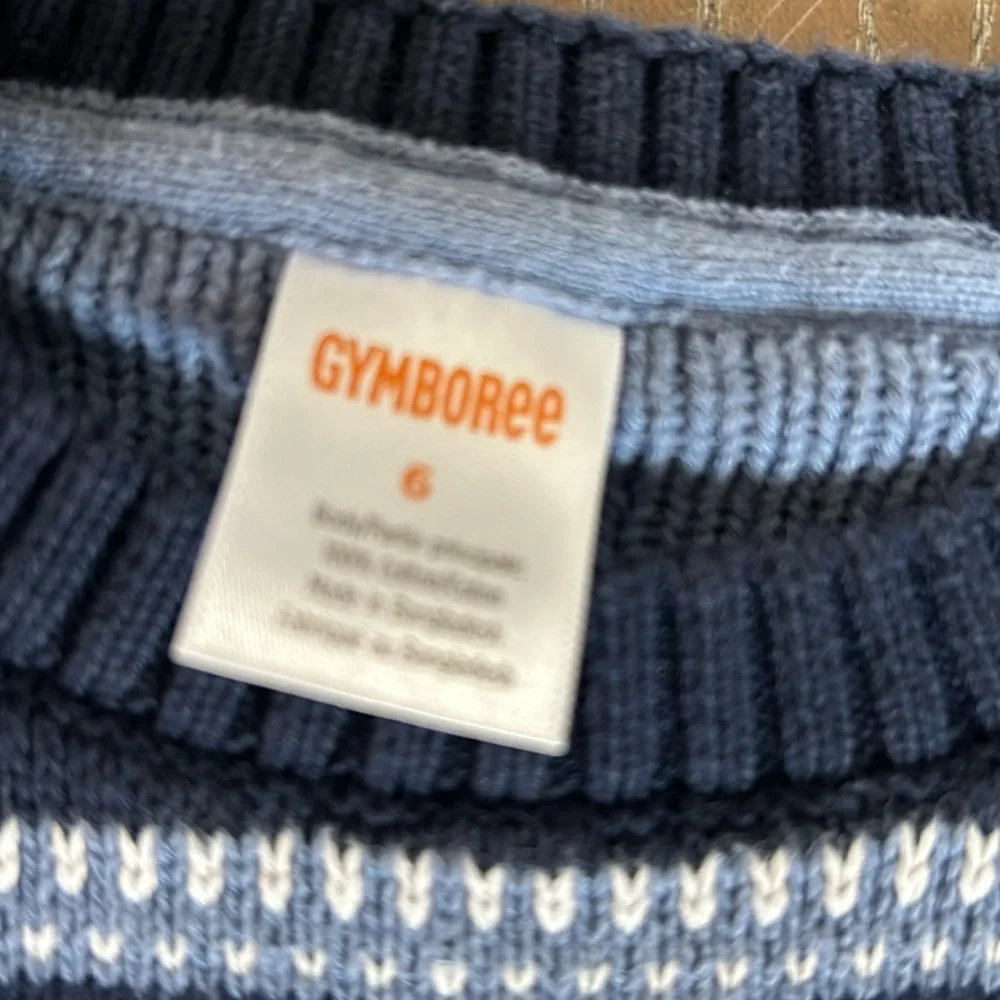 Boys Country Blue Western Cowboy Wold Horse Crewneck Gymboree Sweater size 6